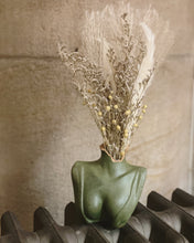 Load image into Gallery viewer, Sage Green Bust Vase with Flowers