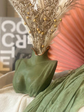 Load image into Gallery viewer, Sage Green Bust Vase with Flowers