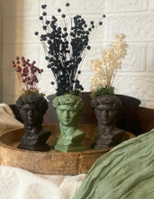 Load image into Gallery viewer, Black Toned Classic David Head Vase with Flowers