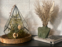 Load image into Gallery viewer, Sage Green Bust Vase with Flowers
